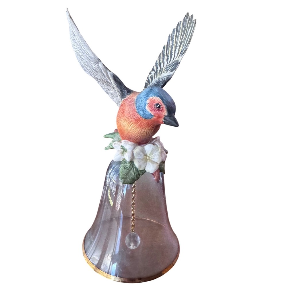 Franklin Mint 1990 Porcelain Bird Lead Crystal Bell Hand Painted Japan Vintage